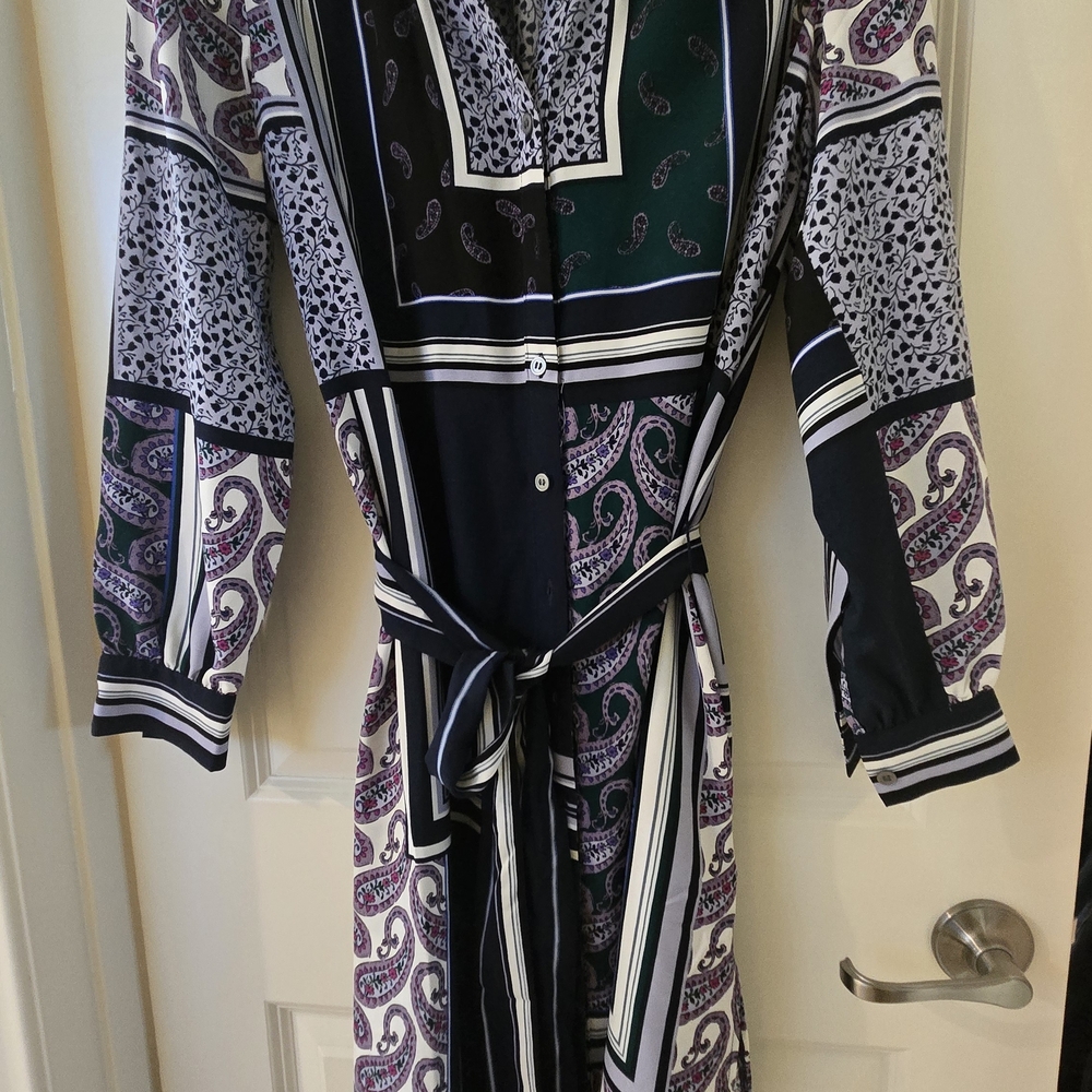 LOFT Floral Print Dress - Blue & Cream - Picture 3 of 7